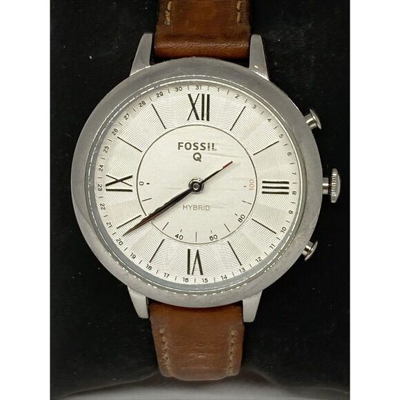 Fosssil FTW5012 Women Brown Leather Analog White Dial Hybrid Smartwatch XX634 - Picture 2 of 12